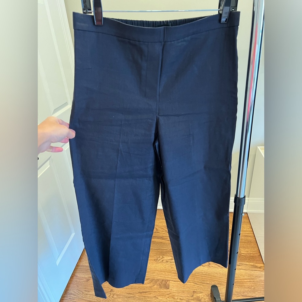 THEORY black linen wide leg pant sz M